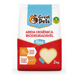 Areia Biodegradável para Gatos Great Pets 2kg Milho e Mandioca Fina em Oferta na Shopee