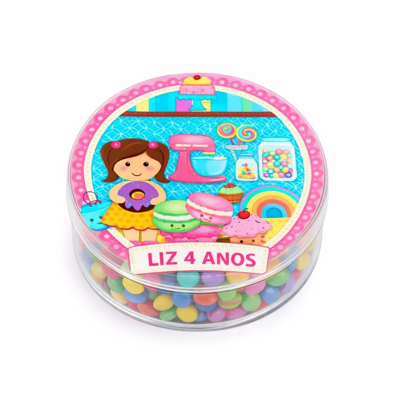 Latinhas para lembrancinhas acrílicas personalizadas CONFEITARIA com adesivo ANIVERSÁRIO MESVERSÁRIO FESTAS LEMBRANCINHA