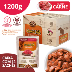 Caixa 12 Sachê Special Dog Ultralife Adultos Sabor Carne - 100g