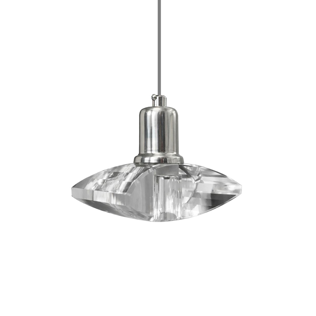 Lustre Pendente Cristal Pingente Retangular Curvado Soquete G9 Vidro Cromado