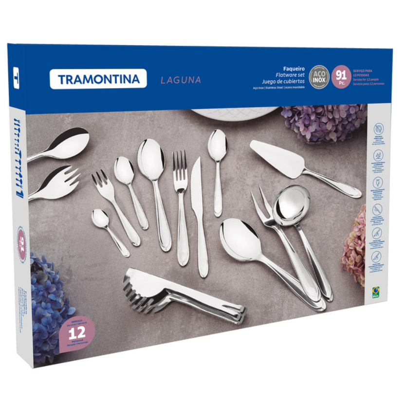 Faqueiro Tramontina Aço Inox Facas De Churrasco Laguna 91 Peças em Oferta na Shopee