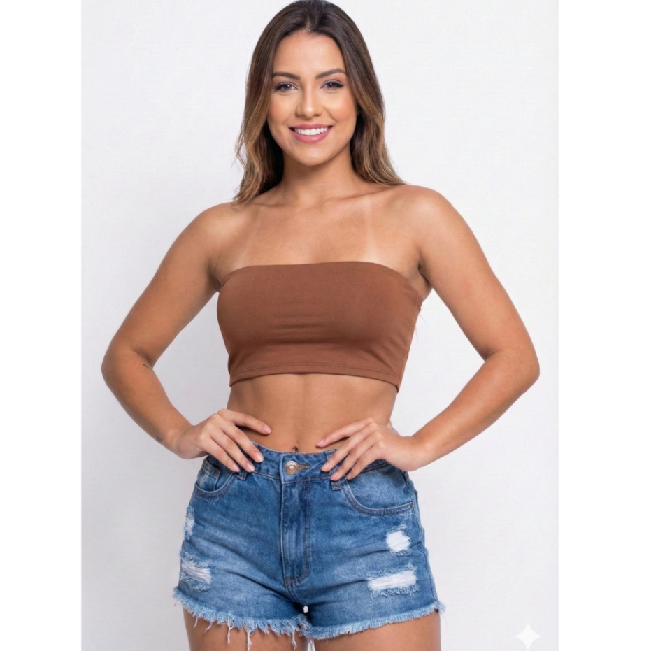 Top Faixa Feminino Cropped Tomara Que Caia Modinha Diversas Cores