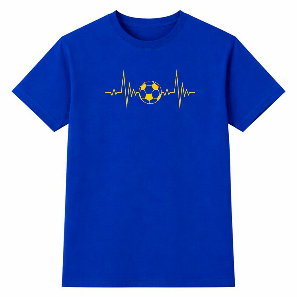 Camiseta Feminina 100% Algodão Camisa Batimento Cardíaco Futebol Brasil Copa do Mundo Torcida Casual