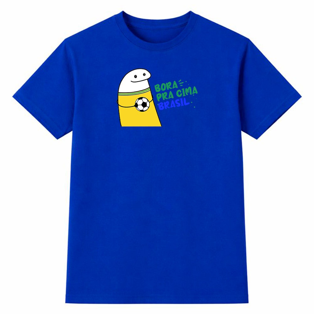 Camiseta Masculina 100% Algodão Camisa Bora Pra Cima Brasil Futebol Copa do Mundo Torcida Casual