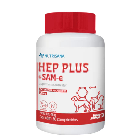 HEP PLUS + SAM-E Suplemento Nutrisana Para Cães E Gatos 30 COMPRIMIDOS