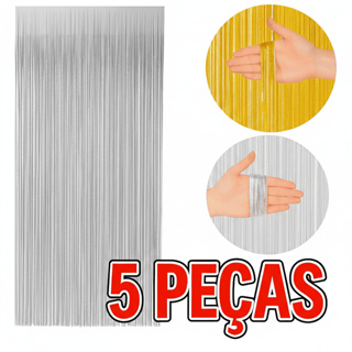 Kit 5 Cortinas Metalizadas Lisa Franja 2 x 1 Metros Decoração de Festa Rápida Organização Prática em Oferta na Shopee