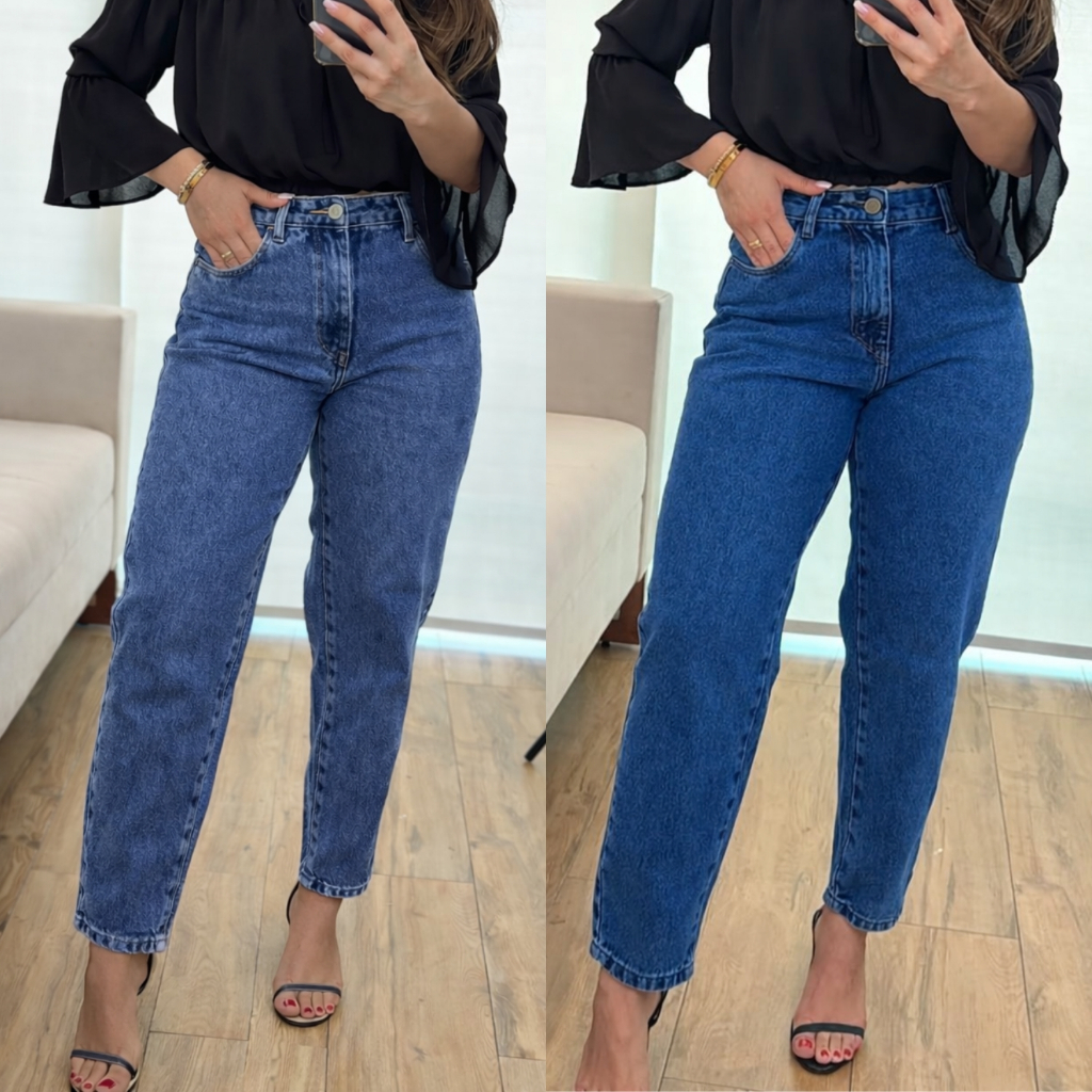 KIT 2 Calça Jeans MOM Feminina Cintura Alta Qualidade Premium em Oferta na Shopee