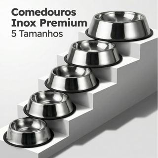 Comedouro ou Bebedouro Inox Para Pet Cachorro Gato e Outros com Base Antiderrapante– 150ml a 1400ml em Oferta na Shopee
