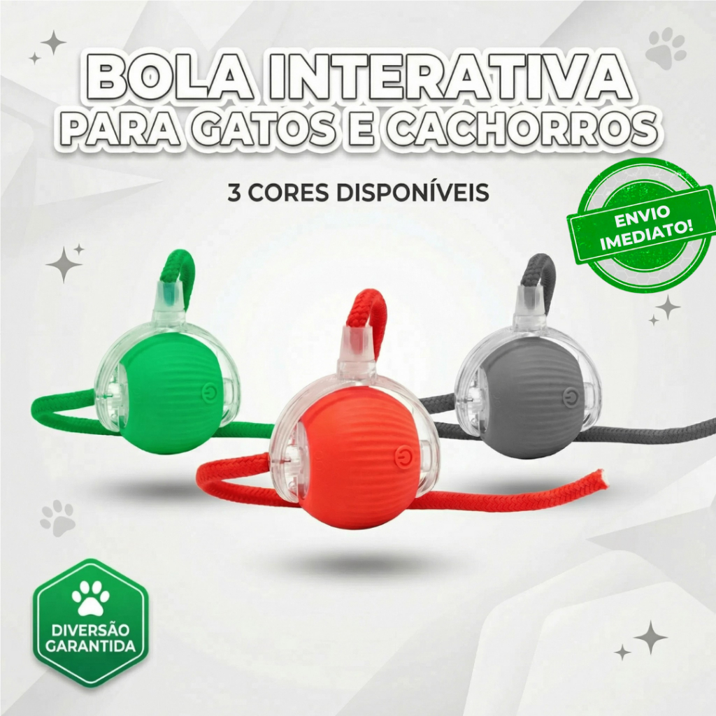 Bola Interativa Para Gatos E Cachorro Bola De Rolamento Automática Cauda Falsa Recarregável Elétrico