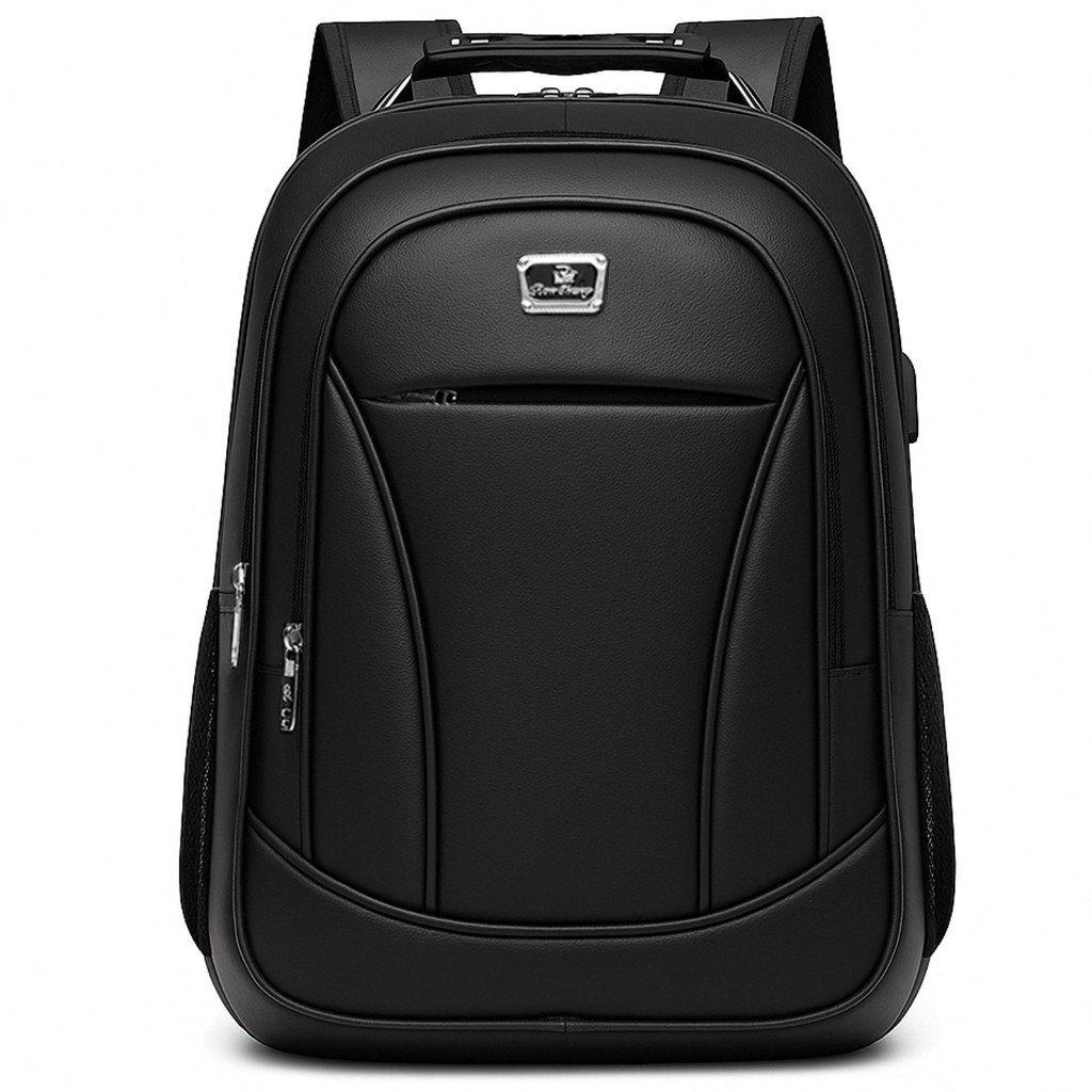 Mochila Couro PU Grande Executiva Para Notebook Trabalho Faculdade Reforçada Cabo De Aço