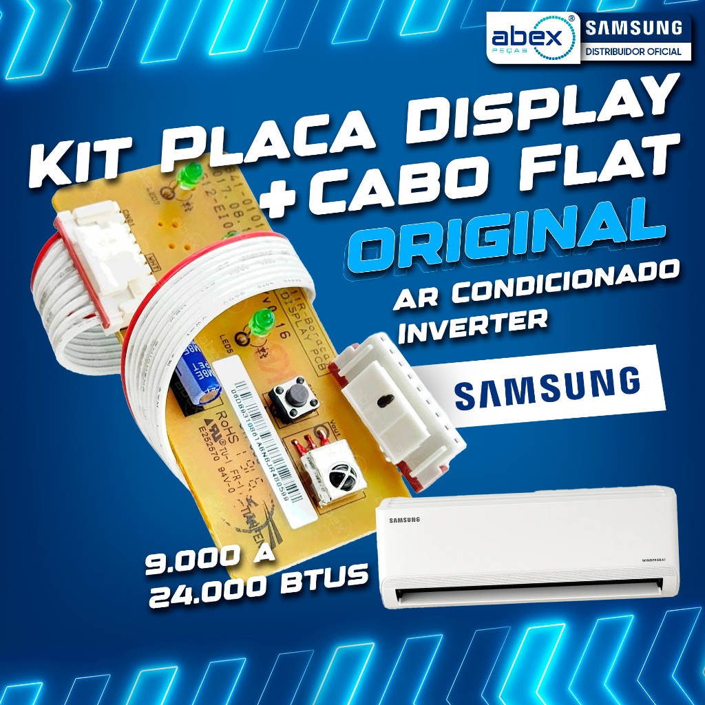 Kit Placa Display DB93-10861D com Cabo Flat Ar Condicionado Samsung Inverter 9000 12000 Original