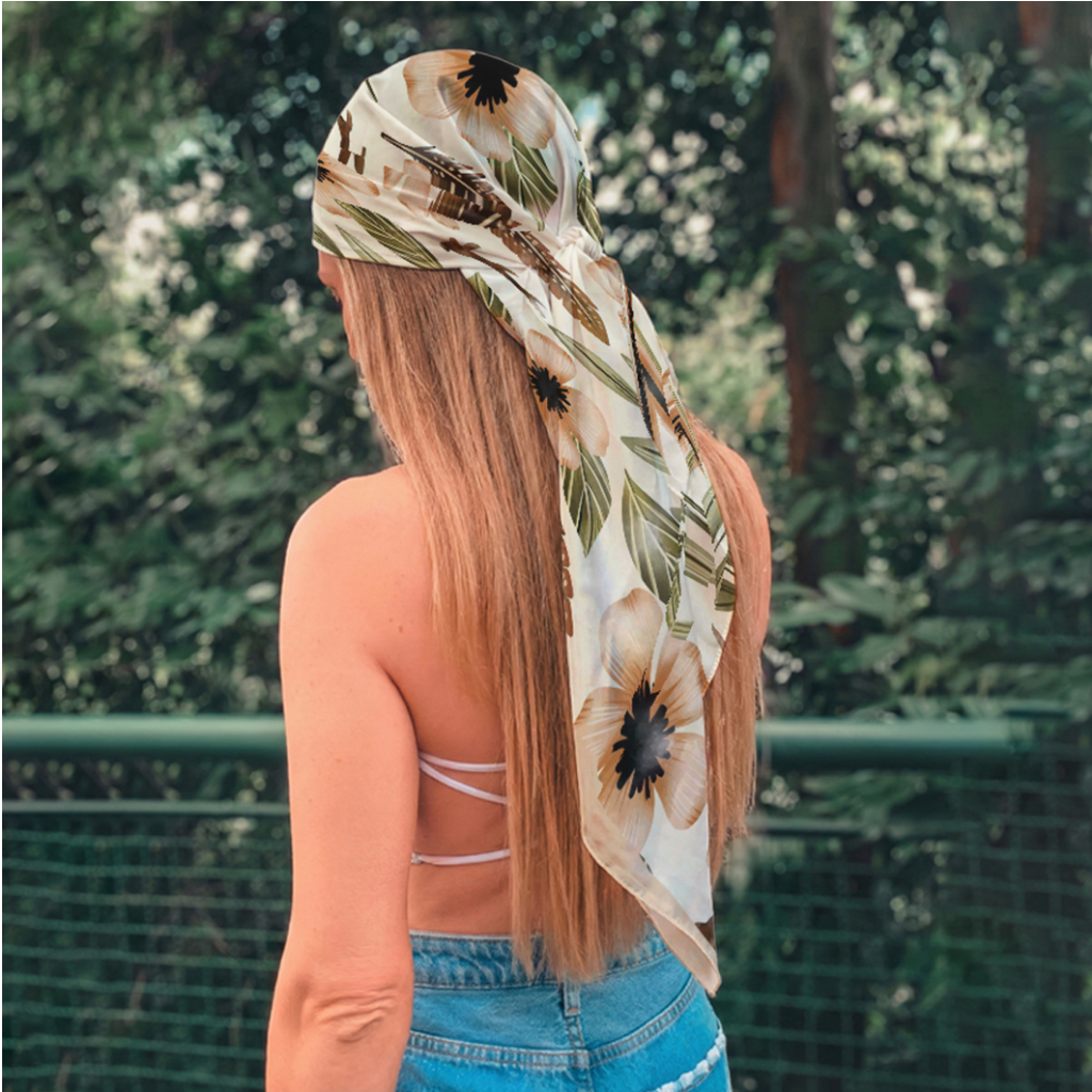 Lenço de Cetim Estilo Vintage Retrô Acessório Moda para Cabelo Pescoço Blusa Cinto e Amarrações