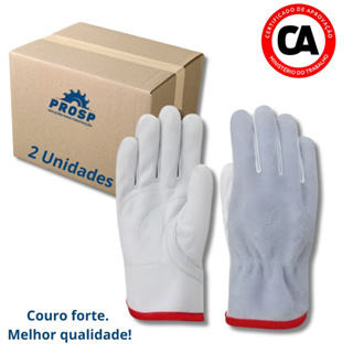 Kit 2 Luvas de Segurança Vaqueta Mista Raspa Petroleira Punho 7cm em Oferta na Shopee