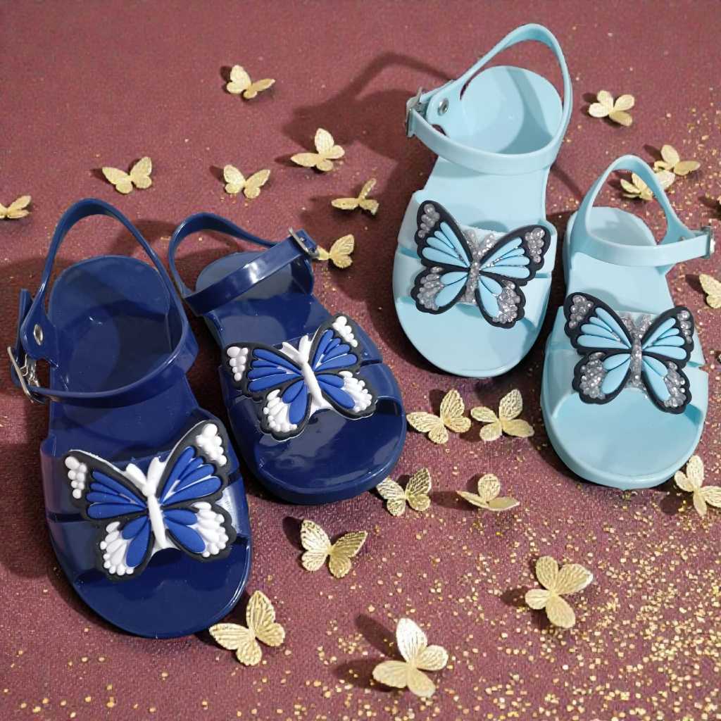 Sandalia Beyb Blue Infantil Feminina Borboletas Escolar Passeio Confortável em Oferta na Shopee