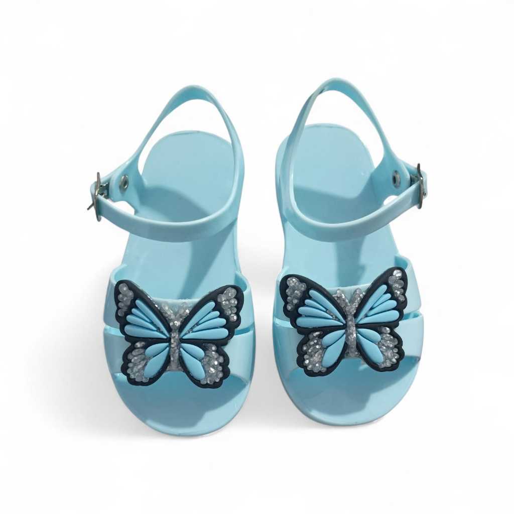 Sandalia Beyb Blue Infantil Feminina Borboletas Escolar Passeio Confortável