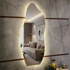 Espelho Flame Com Led 1,20m x 50cm Modelo Orgânico CORPO INTEIRO Irregular Decoração de Quarto Banheiro