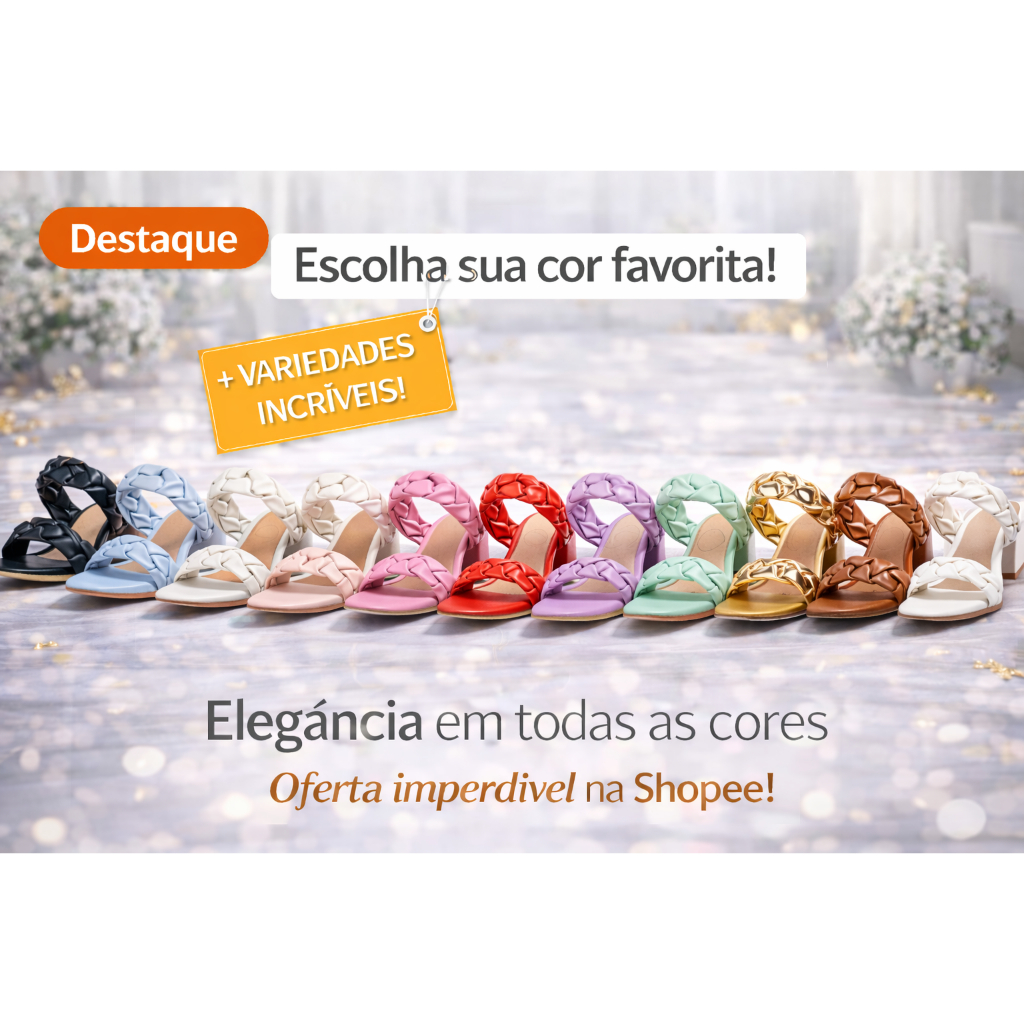 Tamanco Trançado Feminino Com Salto Bloco - Confortável, Leve e Macio - Todas as Cores em Oferta na Shopee