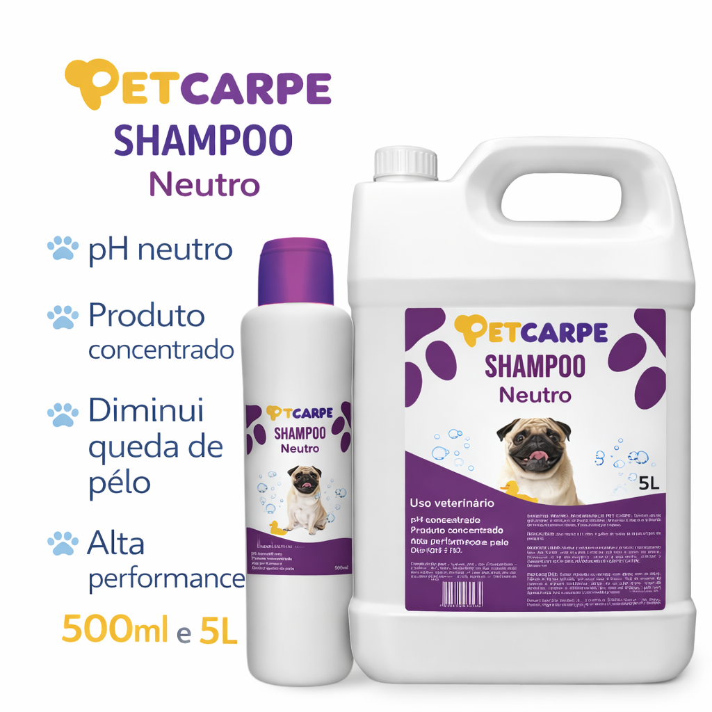 Shampoo Neutro Para todas as raças Pet Carpe 5 litros/500 ml diluiçao 1:10 banho tosagatos cachorro