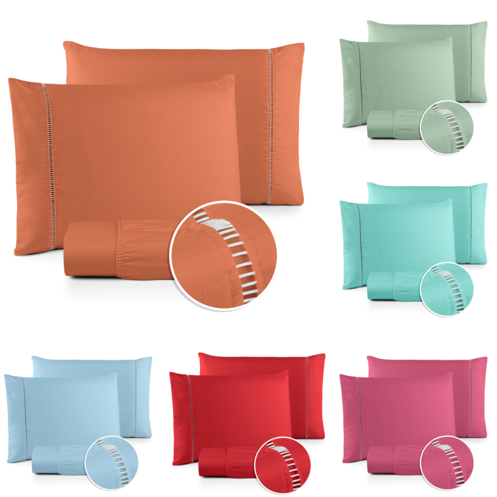 Kit Jogo De Lençol MicroPercal 400Fios Solteiro Casal Queen King Com Elástico Fronha Ponto Palito