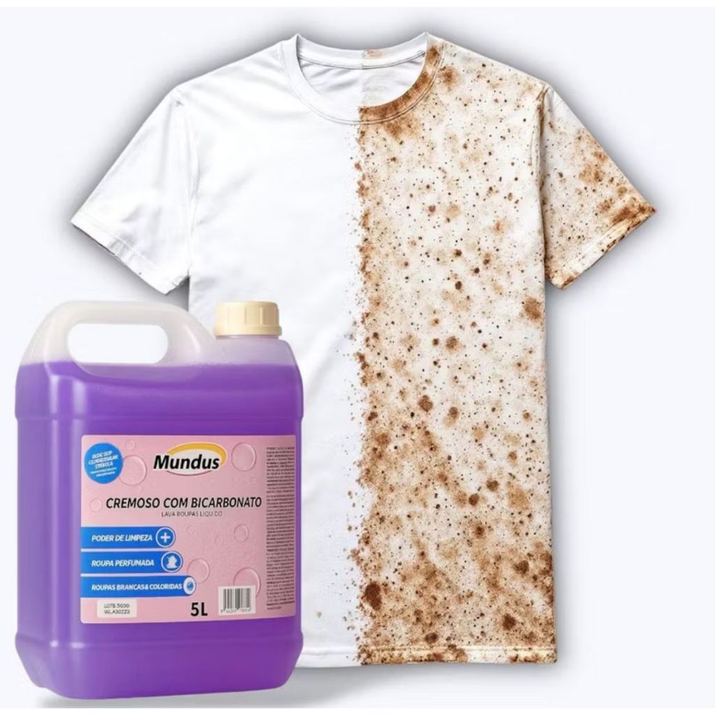 Sabão Líquido Premium 5L Mundus Com Bicarbonato - Limpeza Profissional Profunda e Brancura Impecável Rende Muito em Oferta na Shopee