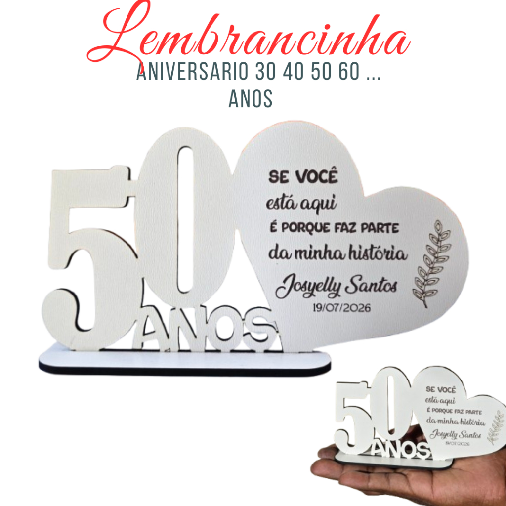 Lembrançinha Centro de mesa  Aniversario 15 30 40 50 60 70 80 90 anos Personalizado