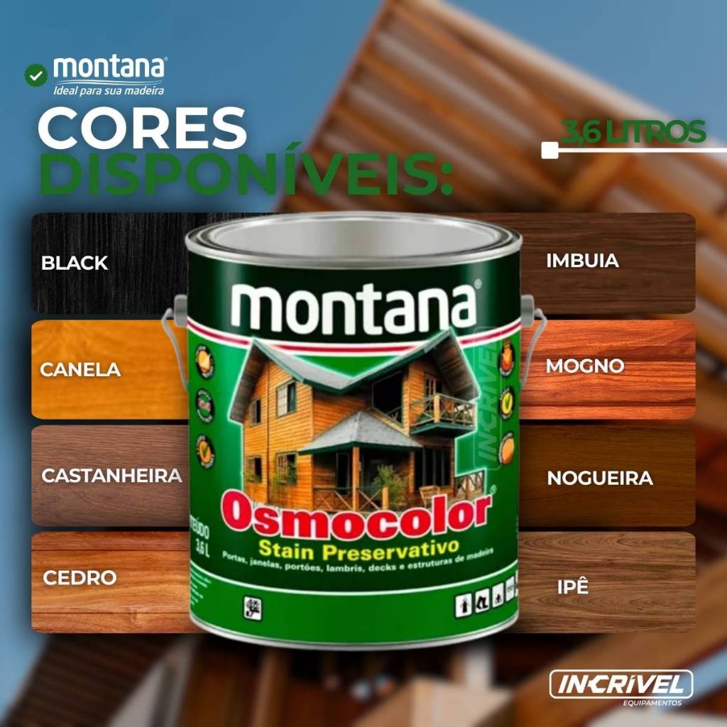 Verniz Cores  Stain Osmocolor Madeiras Portas Janelas 3,6L Preservativo Durável Contra Fungos Mofo em Oferta na Shopee