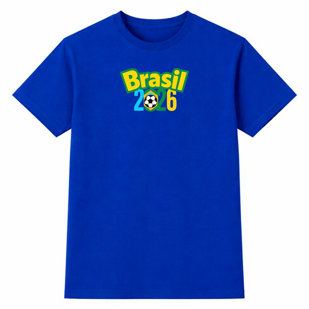 Camiseta Feminina 100% Algodão Camisa Brasil 2026 Futebol Mundo Torcida Moda Casual Premium