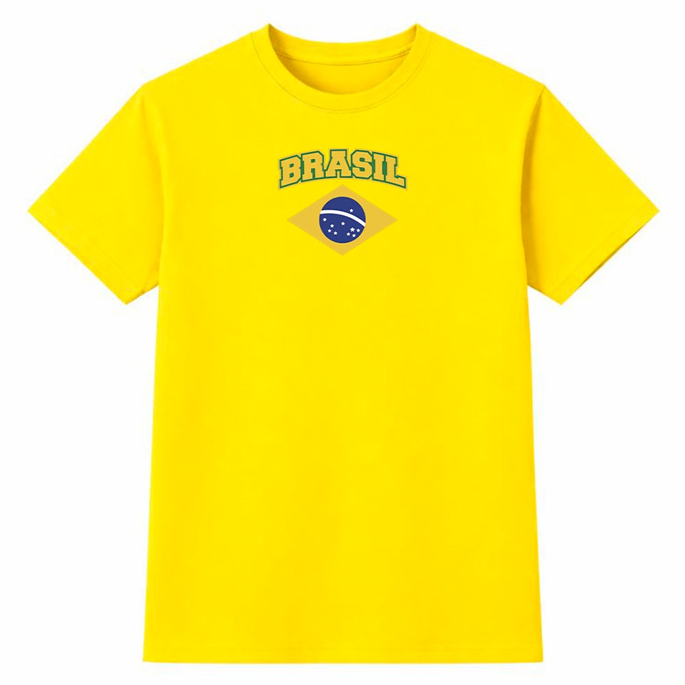 Camiseta Feminina 100% Algodão Camisa Brasil Bandeira Clássica Copa do Mundo Futebol Torcida Casual