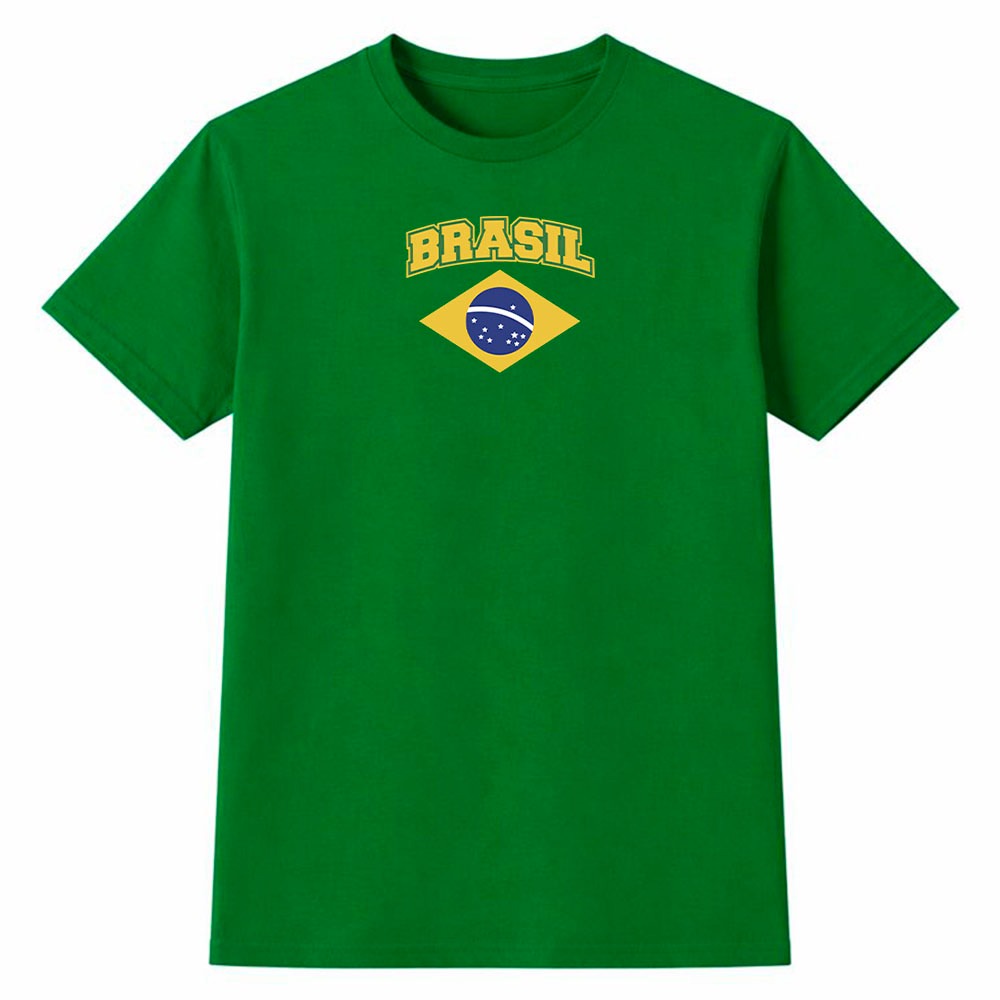 Camiseta Feminina 100% Algodão Camisa Brasil Bandeira Clássica Mundo Futebol Torcida Casual
