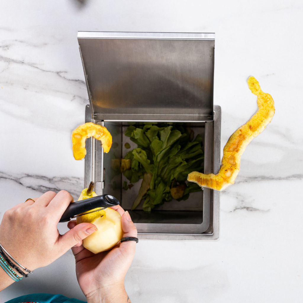 Lixeira de Embutir Aço Inox 304 Escovado Tampa Articulada Pia Bancada de Cozinha Gourmet Resistente