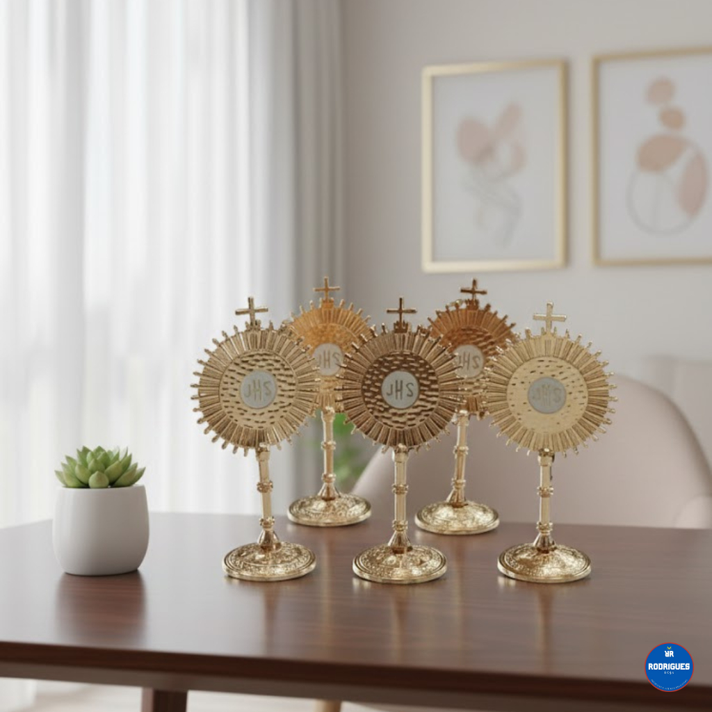 Kit 3 Santíssimo Sacramento Ostensório 10 cm Metal Dourado Lindo em Oferta na Shopee