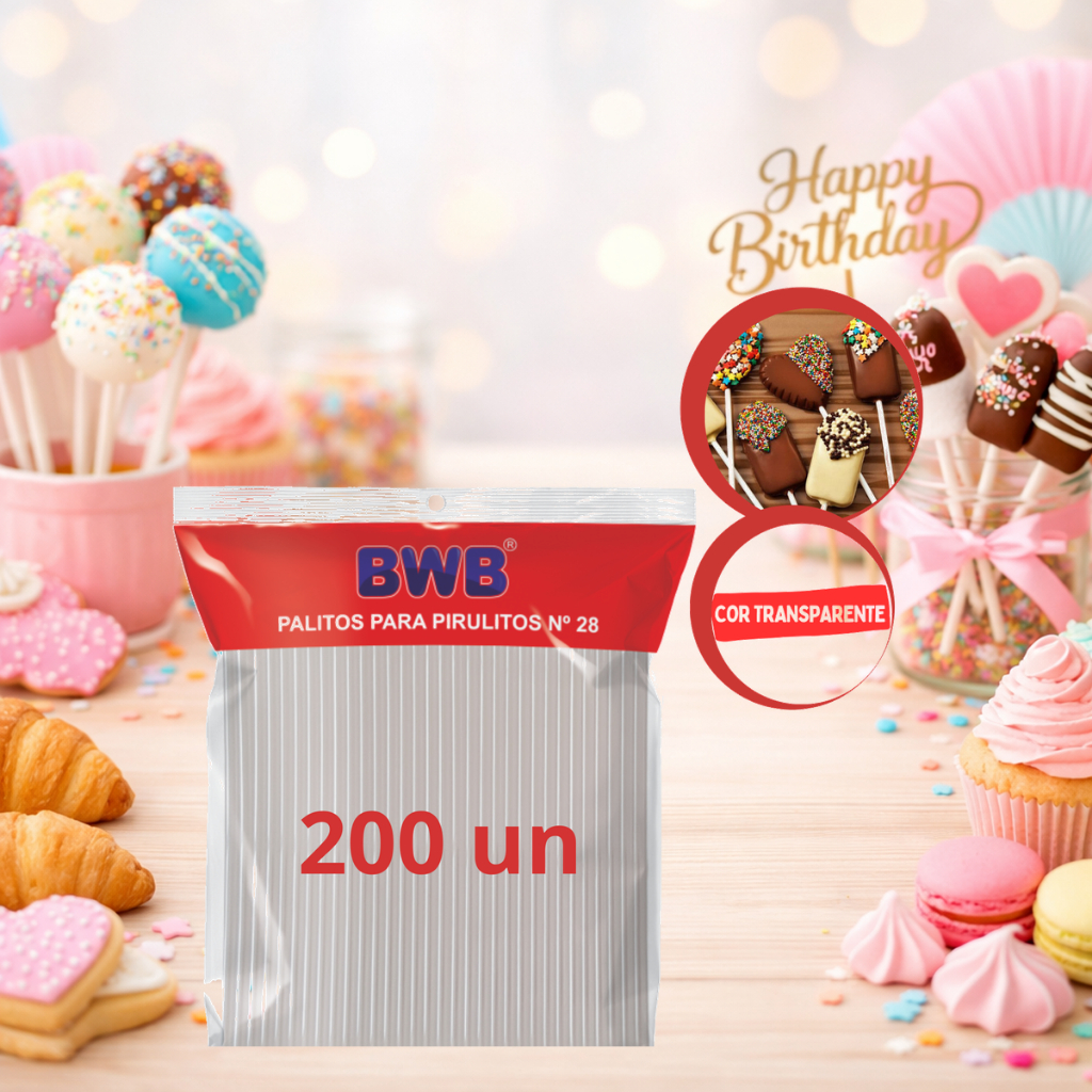 200 Palitos Para Pirulito 28 Cm Grande Cristal BWB topo de bolo tubo pet canudo transparente 28 cm em Oferta na Shopee