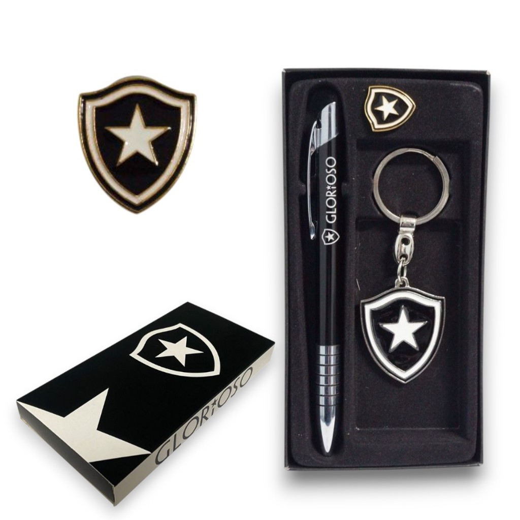 KIT ORIGINAL CHAVEIRO, CANETA E PIN OFICIAL BOTAFOGO