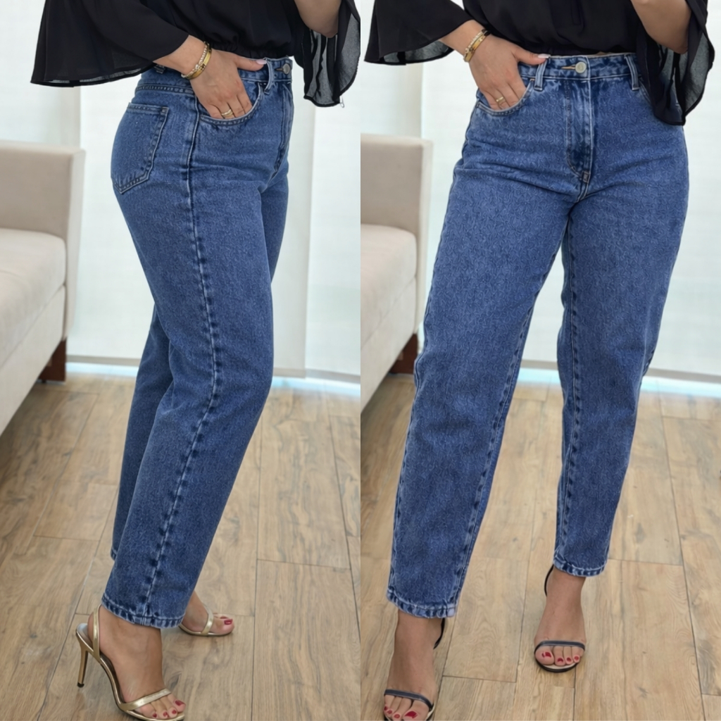 Calça MOM Jeans Feminina Cintura Alta 100% Algodão