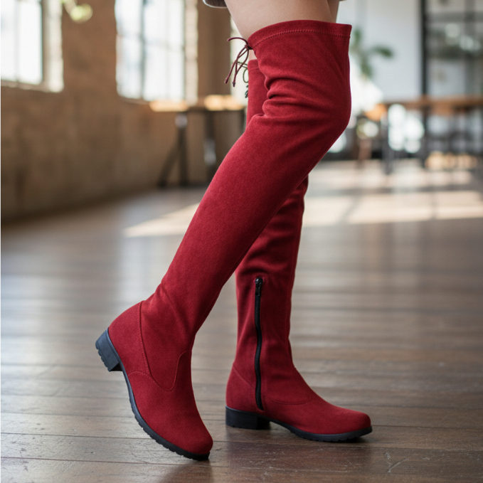 Bota Feminina Cano Longo Confortável para Festival em Oferta na Shopee