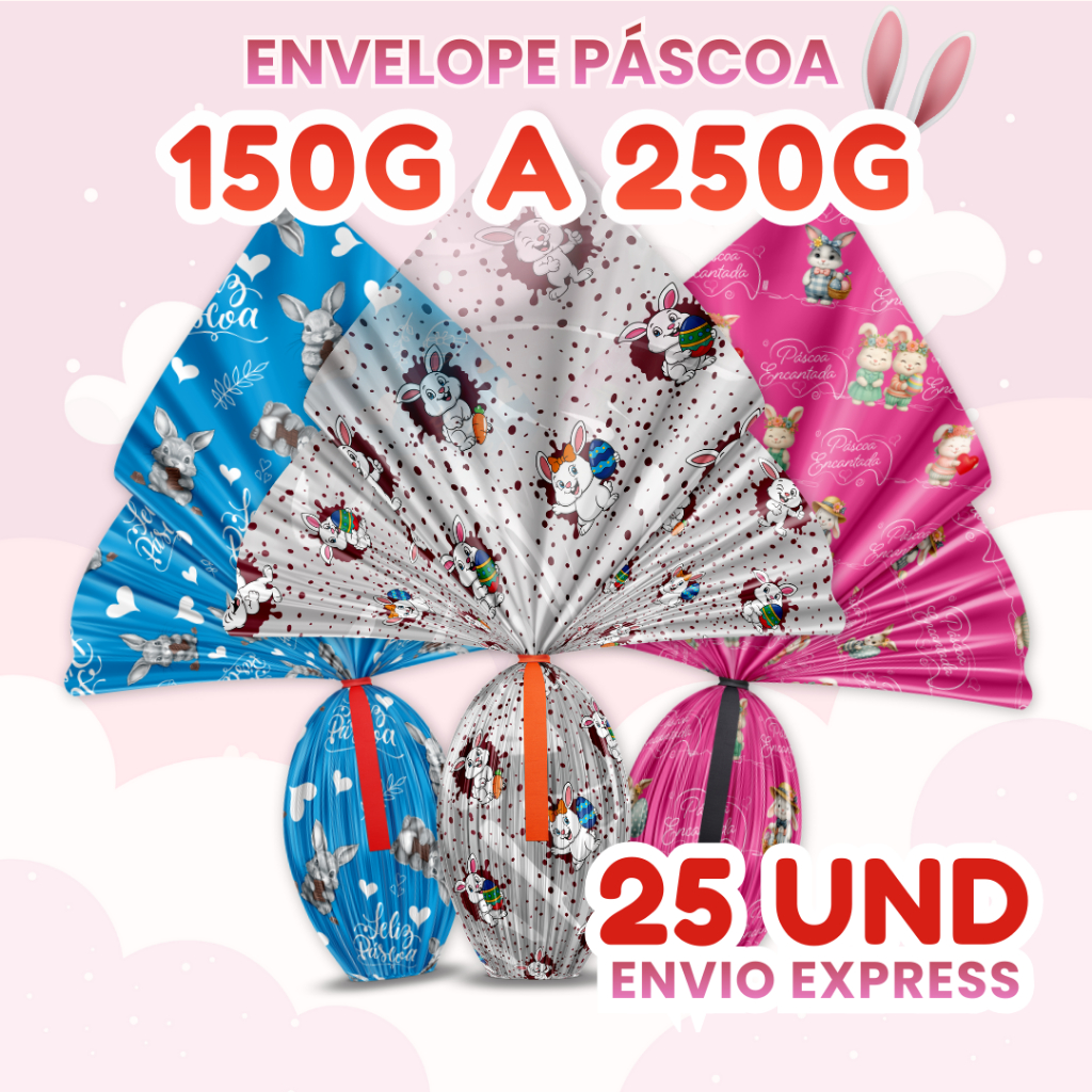 25 Saco Express Ovos de Páscoa 30x30cm 150-250g Envelope Páscoa em Oferta na Shopee