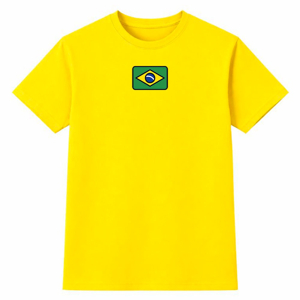 Camiseta Masculina 100% Algodão Camisa Brasil Bandeira Minimalista Copa do Mundo Futebol Moda Casual