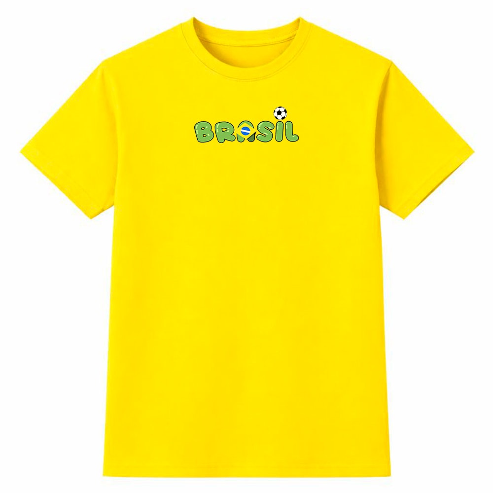 Camiseta Feminina 100% Algodão Camisa Brasil Divertido Futebol Copa do Mundo Torcida Casual Premium