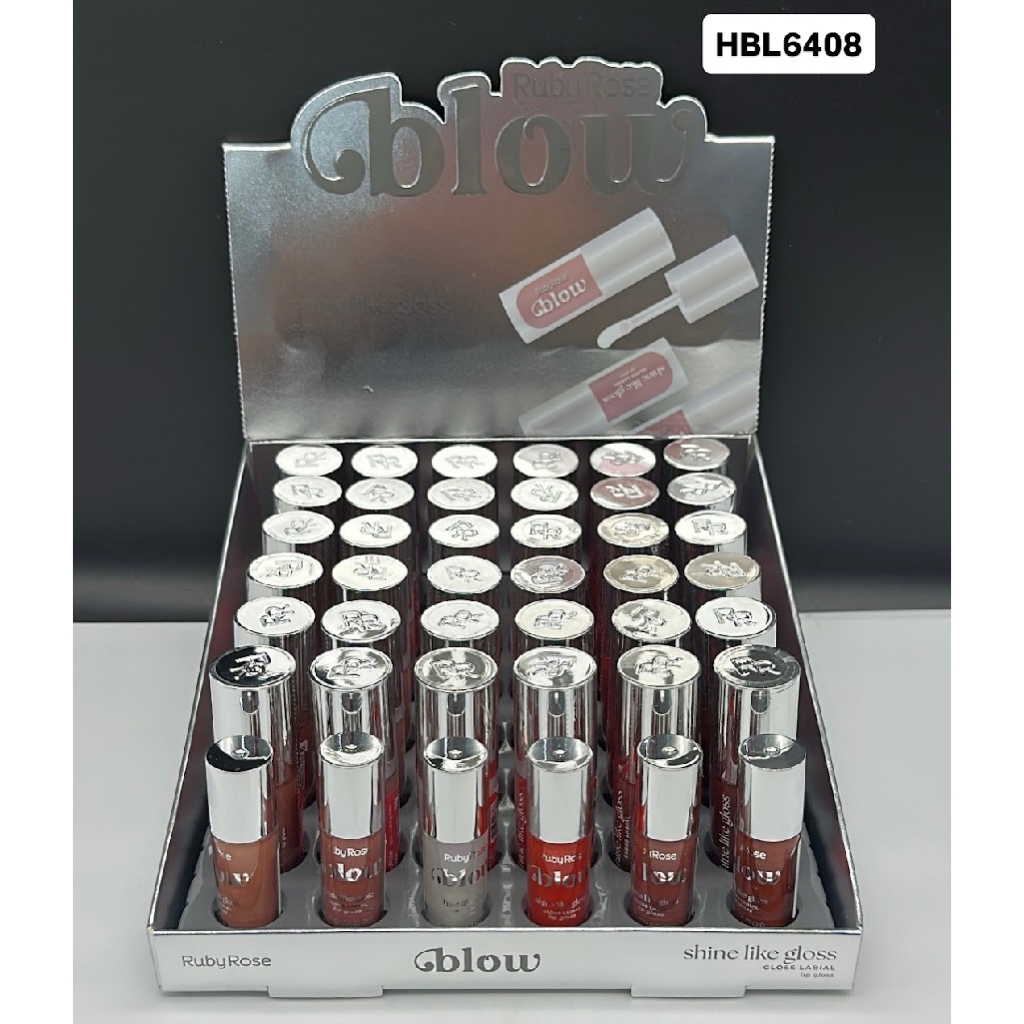 BOX C/36 GLOSS LABIAL SHINE LIKE GLOSS BLOW RUBY ROSE LANÇAMENTO.