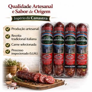 Kit Salame Tipo Italiano 760g Defumado 4 Sabores Tradicional Azeitona e Biquinho Império da Canastra em Oferta na Shopee