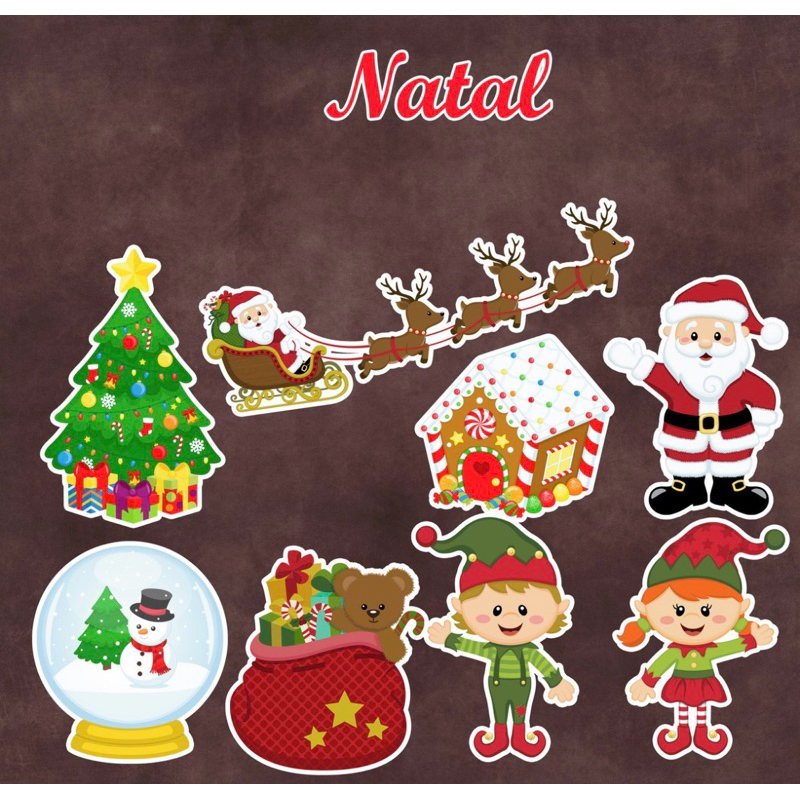 Pacote com 60 Apliques / Recortes - Festa Natal / Lembrancinha / Decoração / Modelos Diversos