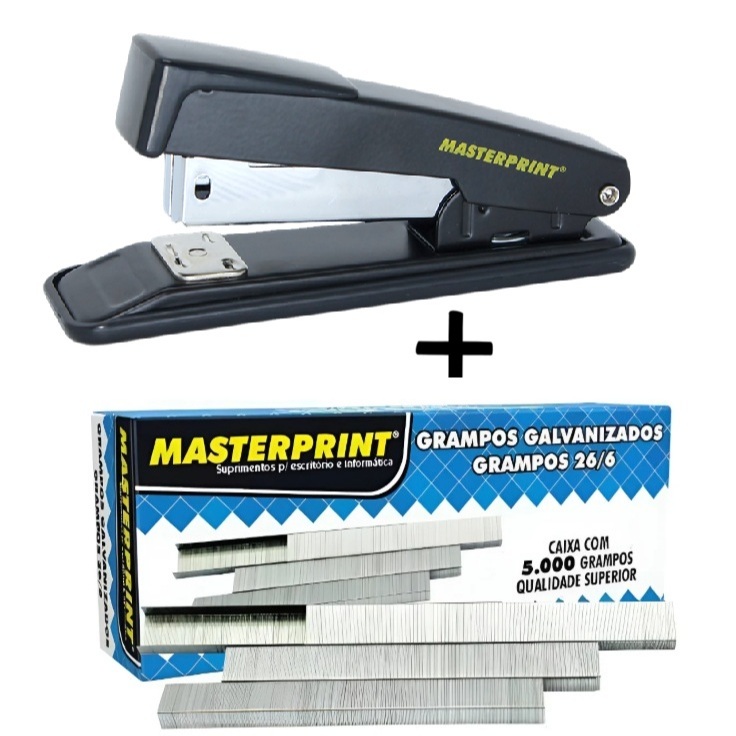 Grampeador Metal 11.5cm 20 fls + 5000 Grampos - Masterprint