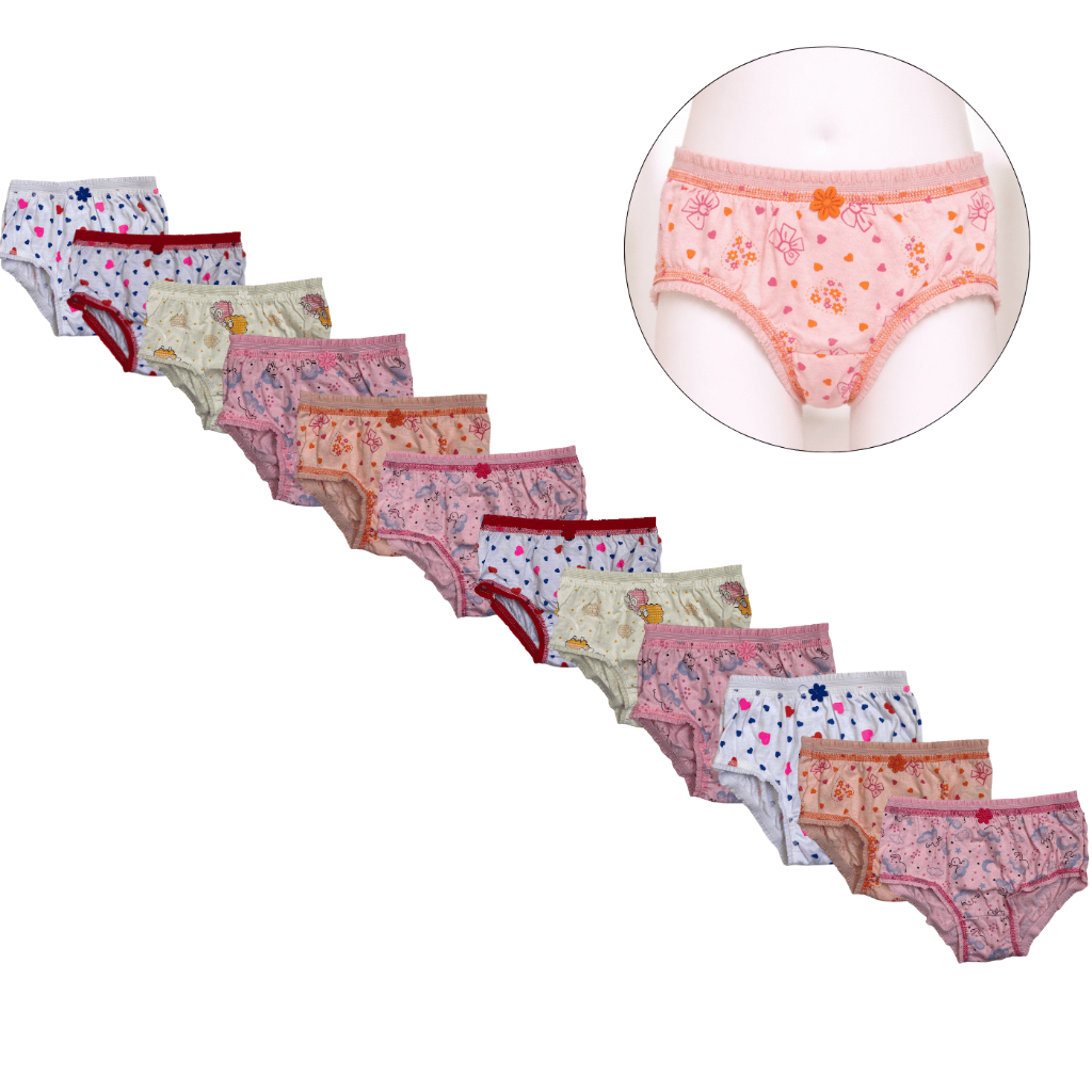 Kit 12 Calcinhas Kellynha Estampadas Bordadas Juvenil Tamanho 14 100% Algodão Confortável