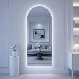 Espelho Corpo Inteiro Oval Madri com LED Decorativo Luxo de Parede para Sala Quarto e Hall em Oferta na Shopee