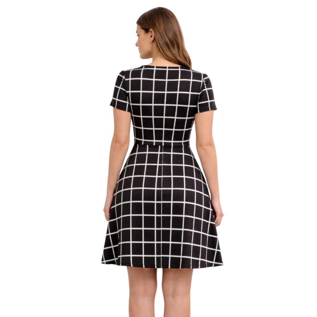 Vestido Feminino Xadrez Midi Moda Evangélica Adulto