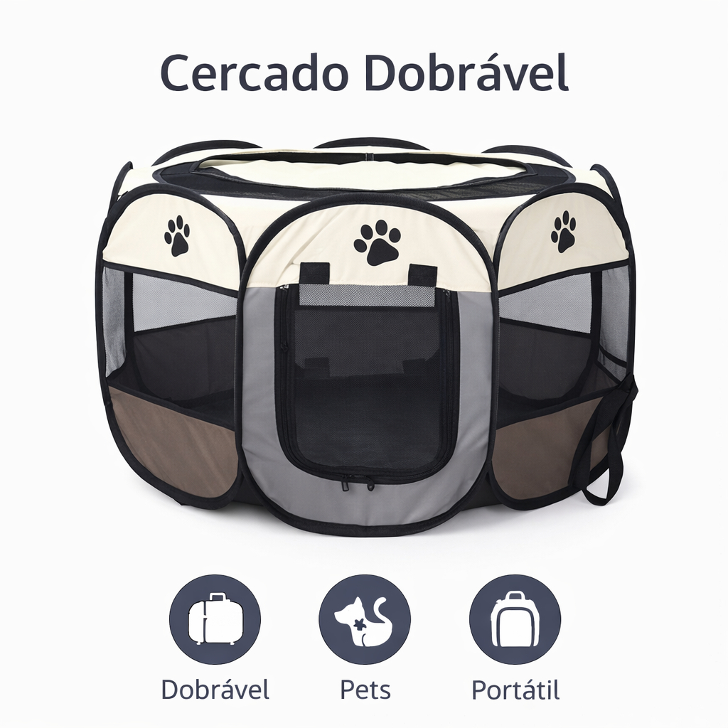 Casinha Cercado Tenda Grande Dobrável Portátil para Pets – Ideal para Cães e Gatos, Tecido Oxford Resistente