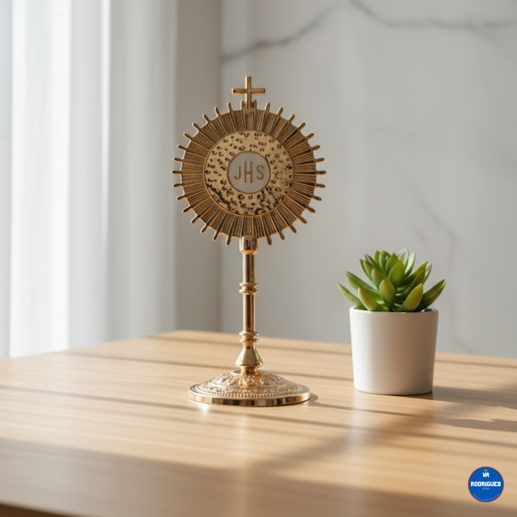 Santíssimo Sacramento Ostensório 10 cm Metal Dourado Lindo em Oferta na Shopee