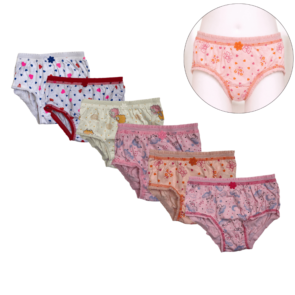 Kit 6 Calcinhas Kellynha Estampadas Bordadas Juvenil Tamanho 14 100% Algodão Confortável