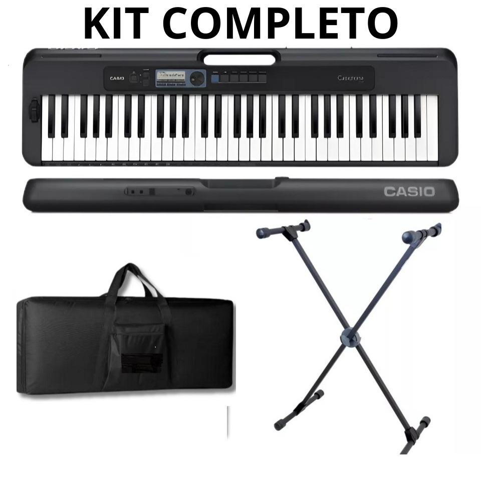 KiT Teclado Musical Casio Ct-s300 61 Teclas Preto + Capa + Suporte  X