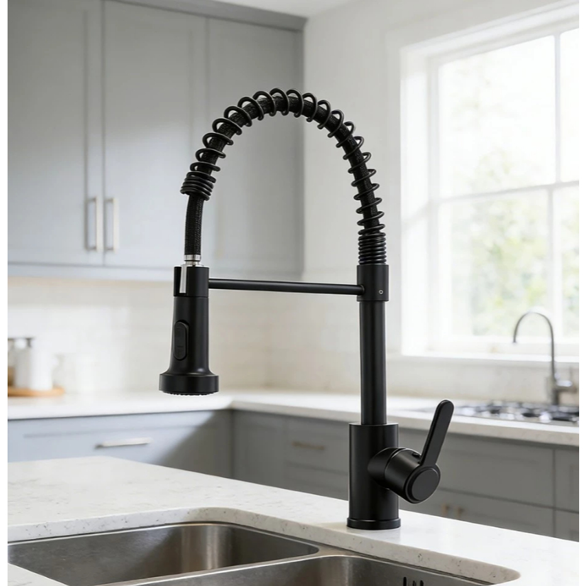 Torneira De Cozinha Gourmet Com Mesa Removível/Pulverizador De Parede Extensor De Spray - PRETO